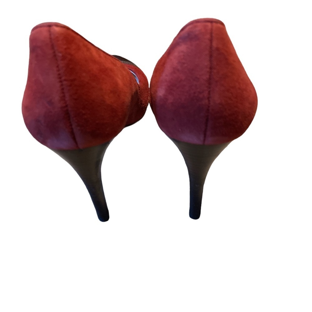 Michael Kors Burgundy Suede Pumps with Brown Leather Cap Toe - Picture 6 of 6